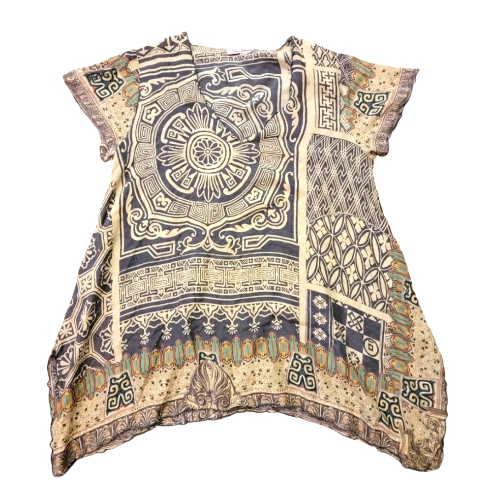 Johnny Was 100% Silk Tunic Shirt Women's Size Medium